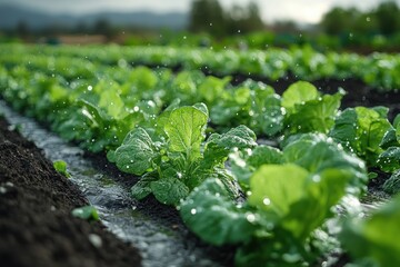 Canvas Print - Fresh Green Lettuce Field