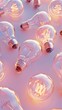 © COK House - Image of multiple light bulbs on a pink backdrop, different in size and glow. Glowing bulbs emit warm light, creating a cozy, inspiring ambiance. Pink background adds depth,