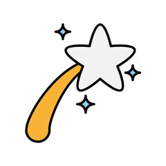 shooting star color line icon with white background vector stock illustration