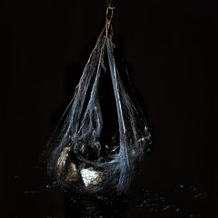Fishing Net in the Dark Depths of the Ocean