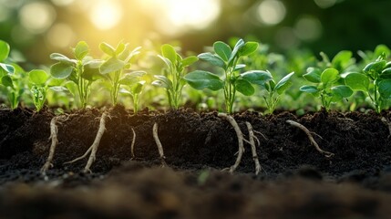 Canvas Print - New Life: Sprouting Plants and Roots