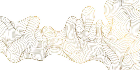 Wall Mural - vector gold on white line wave pattern, geometric curve premium design, japanese style poster. abstr