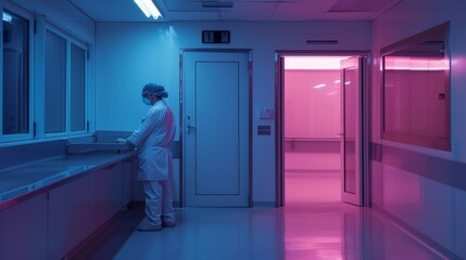 Aufkleber - A man in a white lab coat is standing in a hospital room