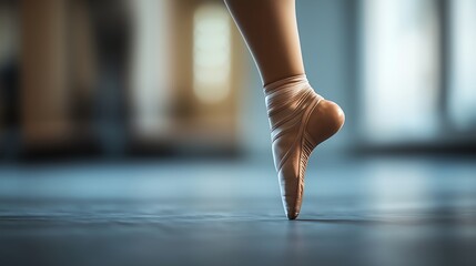 A close-up view of a dancer's foot as it arches during a captivating performance, demonstrating the beauty and skill of ballet technique