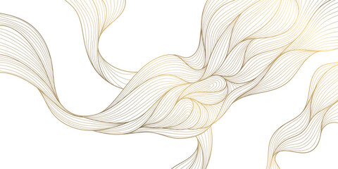 Wall Mural - vector gold on white line wave pattern, geometric curve premium design, japanese style poster. abstr