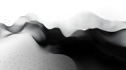 Wall Mural - Abstract Black and White Wavy Landscape