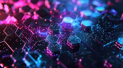 Wall Mural - pink blue abstract hexagonal tech background