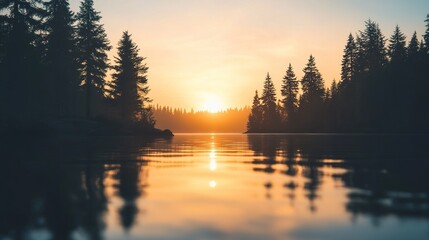 Sticker - Serene Sunrise Over a Tranquil Lake