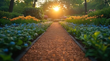 Sticker - Sunlit Pathway Through a Garden