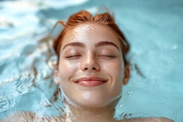 Canvas Print - Woman relaxing in swimming pool