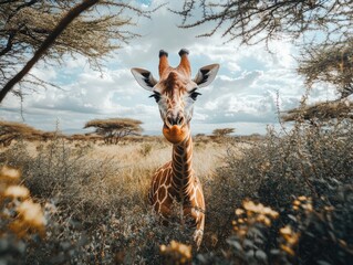 giraffe in tall grass