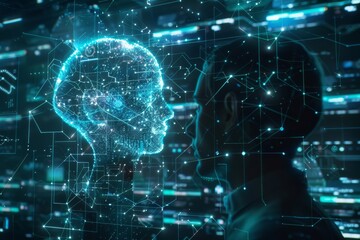 Poster - exploring the future of artificial intelligence through a captivating digital interaction in a futur