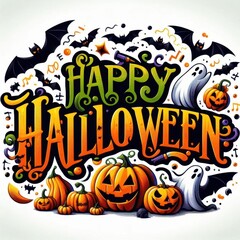 Wall Mural - Halloween lettering to write on a shirt on a white background