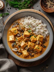 Wall Mural - Tofu with Mushrooms and Rice