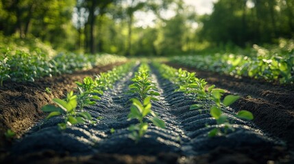 Wall Mural - Green Crops in a Field