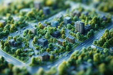 Canvas Print - Green Cityscape Model