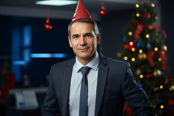 Poster - Generative AI picture of office staff and new year celebration concept