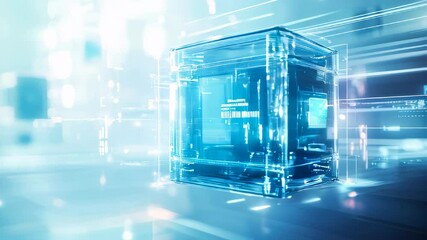Poster - Abstract advanced technology blue cube