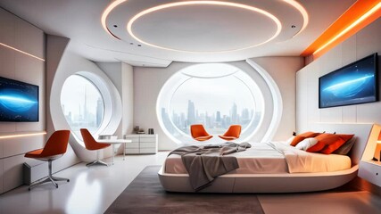 Poster - High tech bedroom on a spaceship or in a laboratory