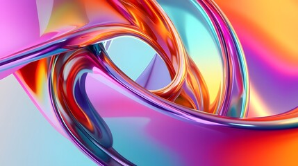 Poster - Abstract shapes on colorful trendy background. Modern fluid colorful gradient geometric figures in the shape of swirl on gradient background. Design layout for web,banners, flyers, posters. 3d render 