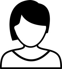 Black and white silhouette of a woman with short hair.