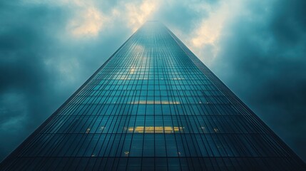 Canvas Print - Glass Skyscraper Reaching for the Clouds