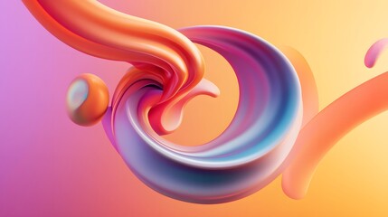 Poster - Abstract shapes on colorful trendy background. Modern fluid colorful gradient geometric figures in the shape of swirl on gradient background. Design layout for web,banners, flyers, posters. 3d render 