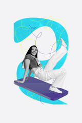 Aufkleber - Vertical composite artwork collage picture image of mini girl breakdance huge smart phone screen isolated on creative background