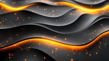 Wall Mural - Abstract Black and Orange Waves