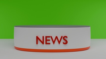 Wall Mural - white table with green background in news studio	
