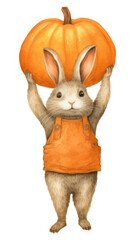 Wall Mural - PNG Rabbit farmer pumpkin vegetable rodent.