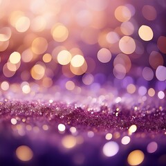 Wall Mural - Soft bokeh in purple and beige, creating a glittery wide banner