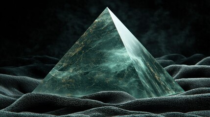 Canvas Print - Green Crystal Pyramid on Fabric