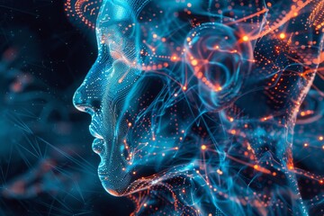 Poster - exploring the intersection of technology and humanity in a captivating digital representation of a h