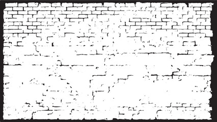 Black and white Brick wall texture. Brick wall background. Vector distressed overlay brick wall old texture. 