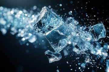 Canvas Print - Shattered Ice Cubes in Motion