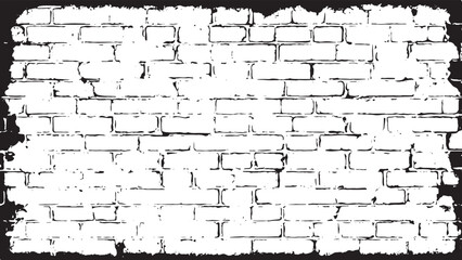 Black and white Brick wall texture. Brick wall background. Vector distressed overlay brick wall old texture. 