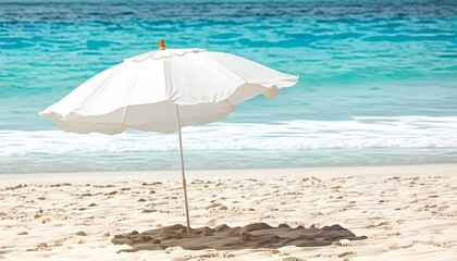 Wall Mural - Beach umbrella clipart offering shade under sunny skies