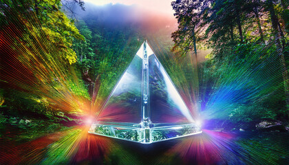 Wall Mural - Crystal prism in the forest