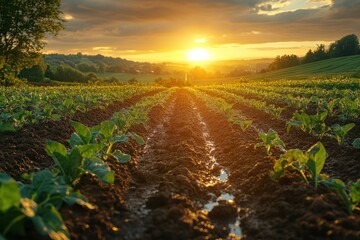 Canvas Print - Sunset over Field