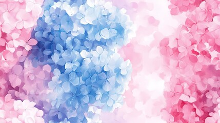 Canvas Print - Pink and blue hydrangea flower watercolor style painting. 