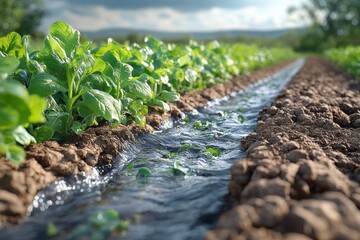 Canvas Print - Irrigation System in a Farm Field