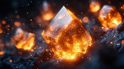 Poster - Glowing Crystal Cube