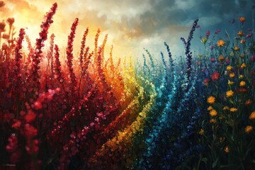 Wall Mural - Rainbow Field