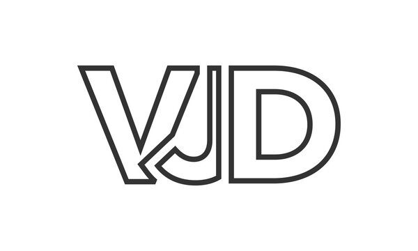 VJD logo design template with strong and modern bold text. Initial based vector logotype featuring simple and minimal typography. Trendy company identity.