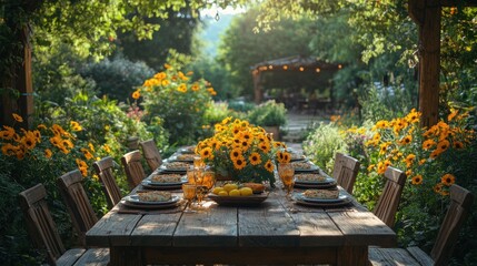 Wall Mural - Summer Garden Table Setting