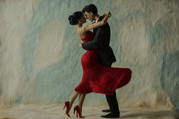 Wall Mural - elegant couple love dancing romance kiss