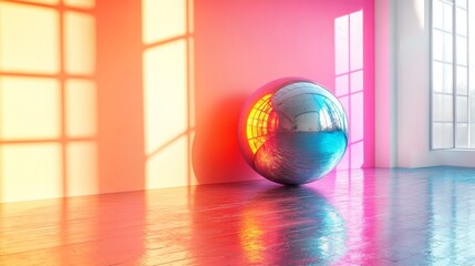 Poster - Reflective sphere in colorful sunlit room