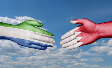 Bahrain and Sierra Leone country handshaking with flags, consensus concept international co-operation illustration