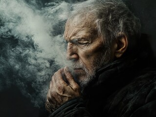 Wall Mural - Contemplative Portrait of an Elderly Man